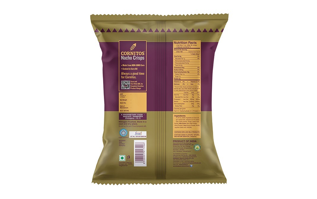 Cornitos Nacho Crisps Sizzlin Jalapeno   Pack  150 grams